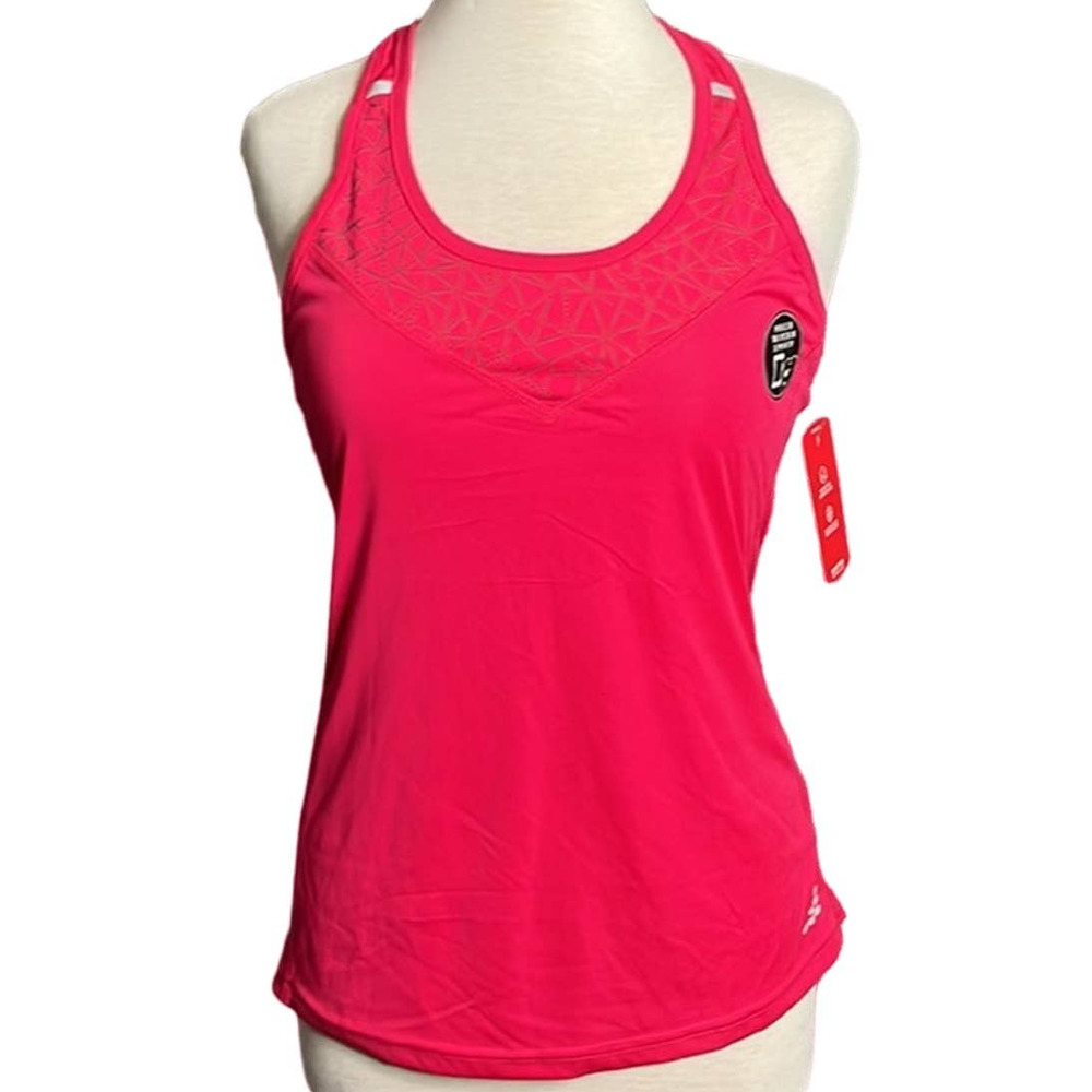 BCG Racer Back Women's Running Reflective Pieced Racer Bright Rose Small - Picture 2 of 7